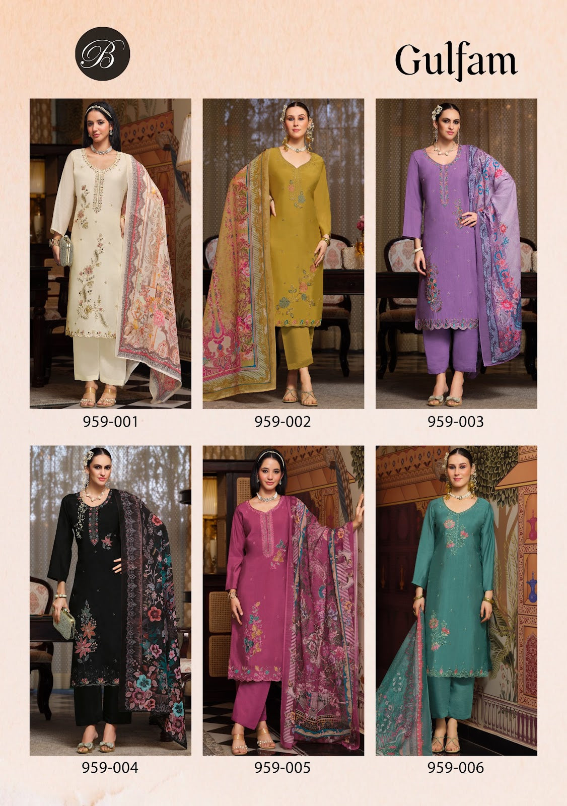 Gulfam Belliza Designer Studio Muslin Karachi Salwar Suits Supplier Gujarat