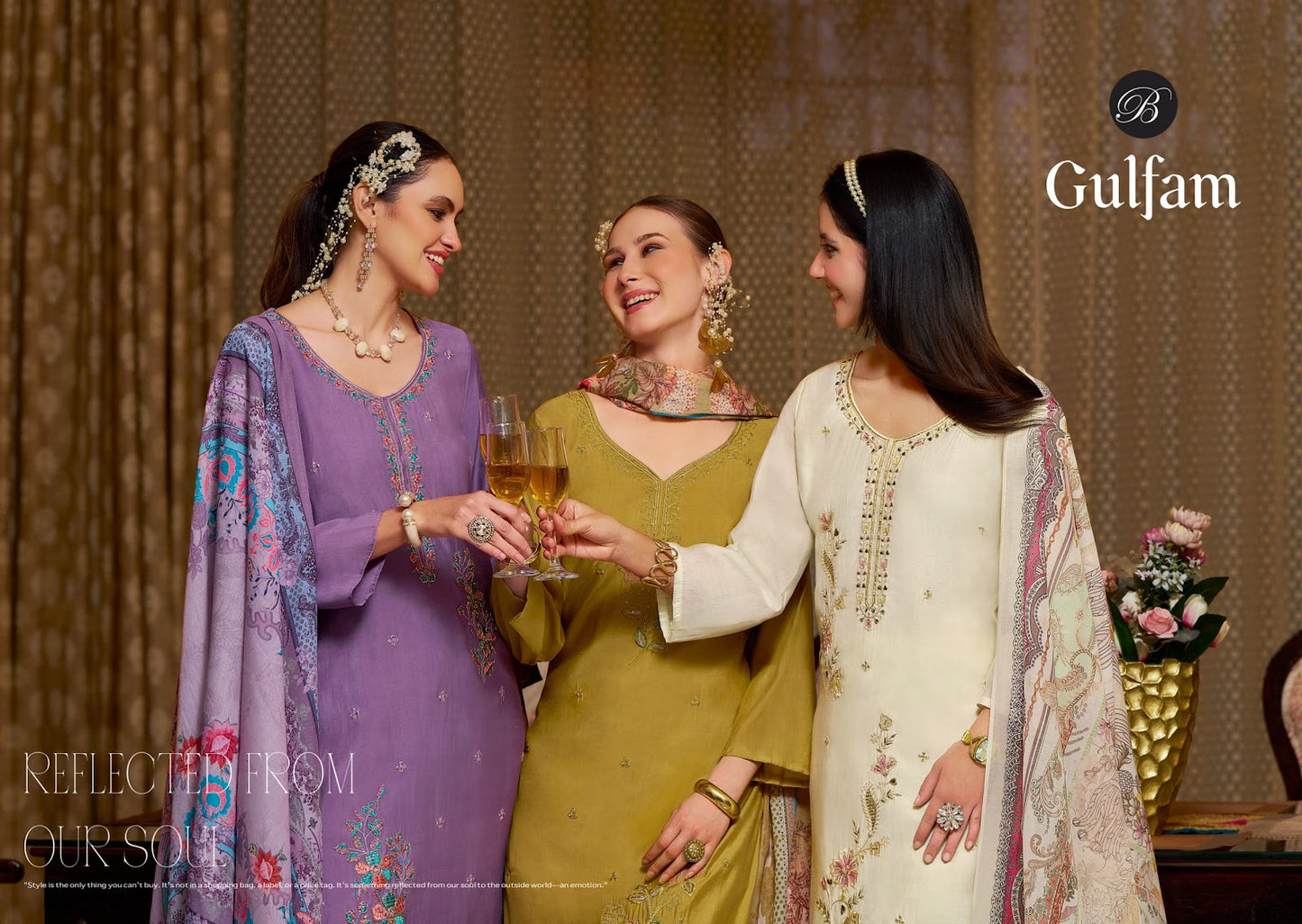 Gulfam Belliza Designer Studio Muslin Karachi Salwar Suits Supplier Gujarat
