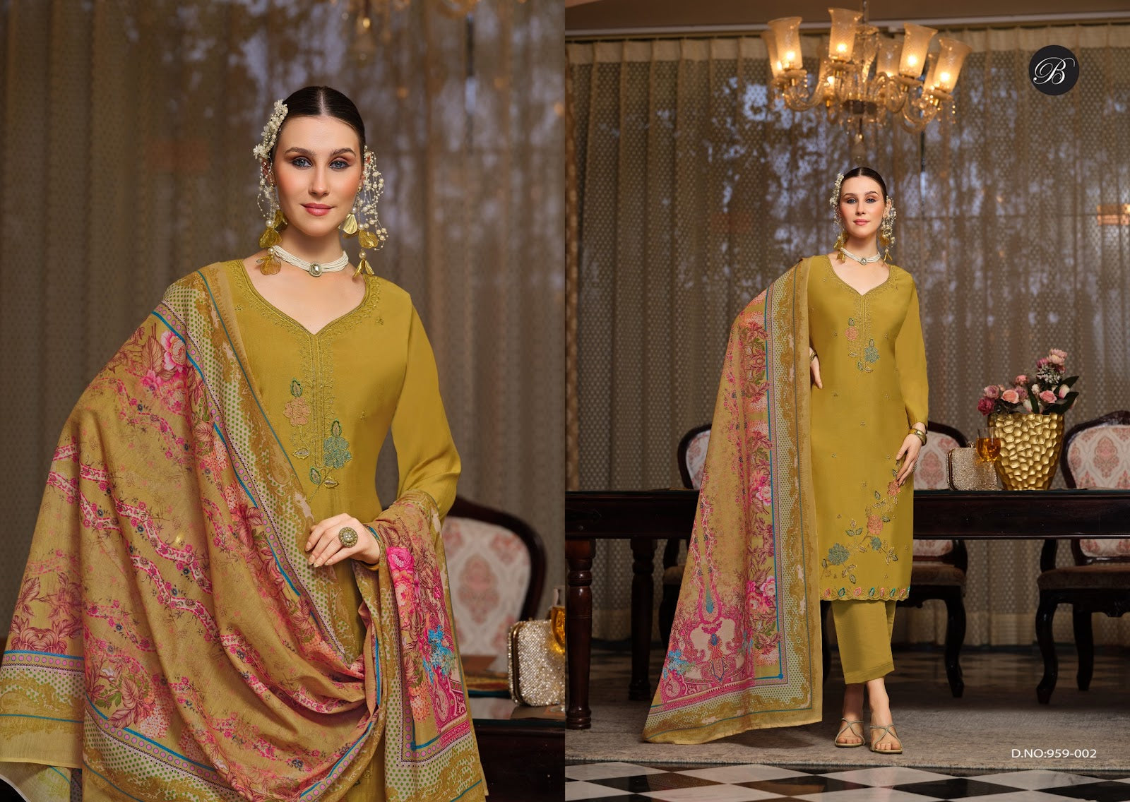 Gulfam Belliza Designer Studio Muslin Karachi Salwar Suits Supplier Gujarat
