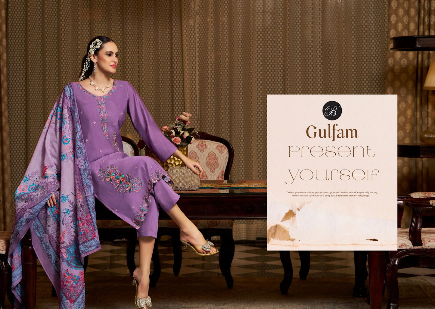 Gulfam Belliza Designer Studio Muslin Karachi Salwar Suits Supplier Gujarat