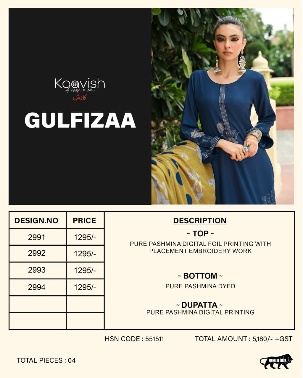 Gulfizaa Kaavish Viscose Pashmina Suits Manufacturer India