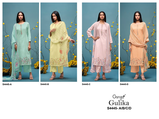 Gulika 4445 Ganga Cotton Satin Pant Style Suits Supplier Gujarat