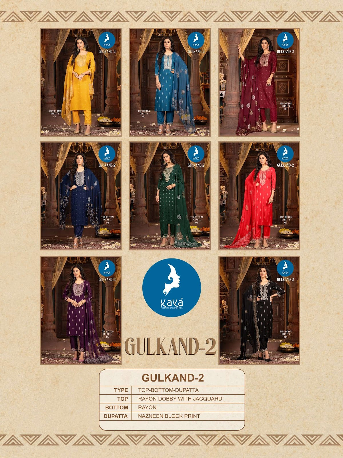 Gulkand 2 Kaya Rayon Readymade Pant Style Suits Wholesale Rate