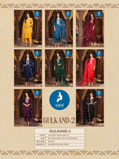 Gulkand 2 Kaya Rayon Readymade Pant Style Suits Wholesale Rate
