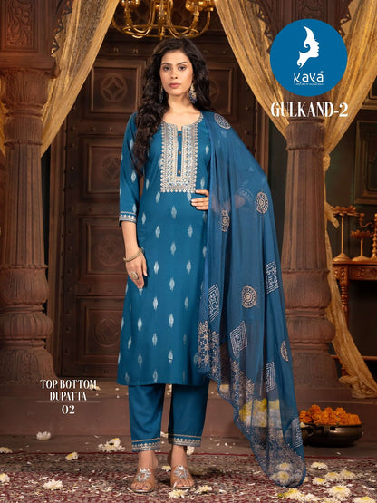 Gulkand 2 Kaya Rayon Readymade Pant Style Suits Wholesale Rate