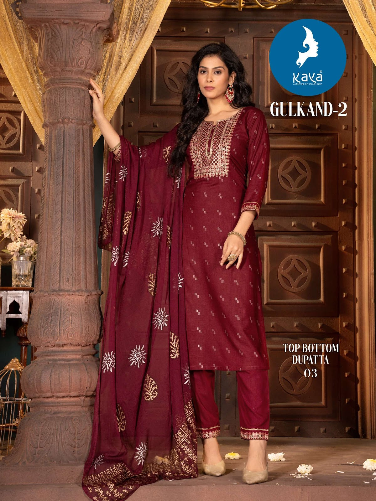 Gulkand 2 Kaya Rayon Readymade Pant Style Suits Wholesale Rate
