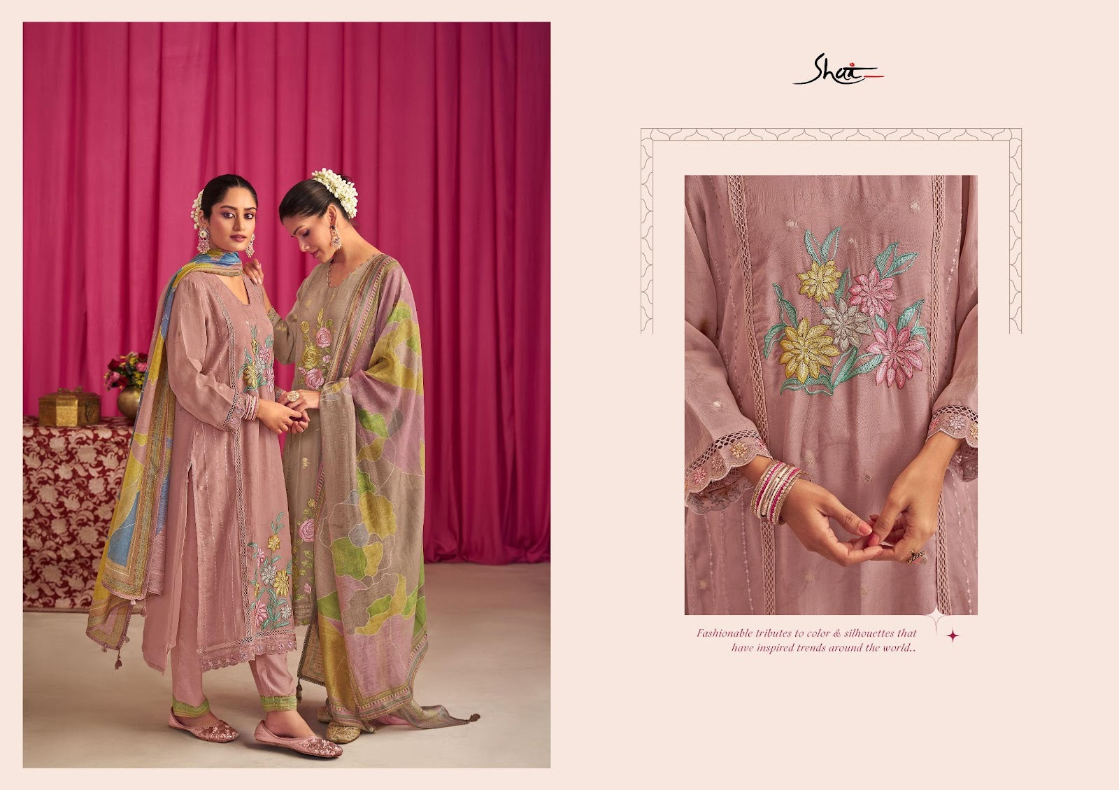 Gulkand Jay Vijay Shai Jacquard Pant Style Suits Manufacturer India