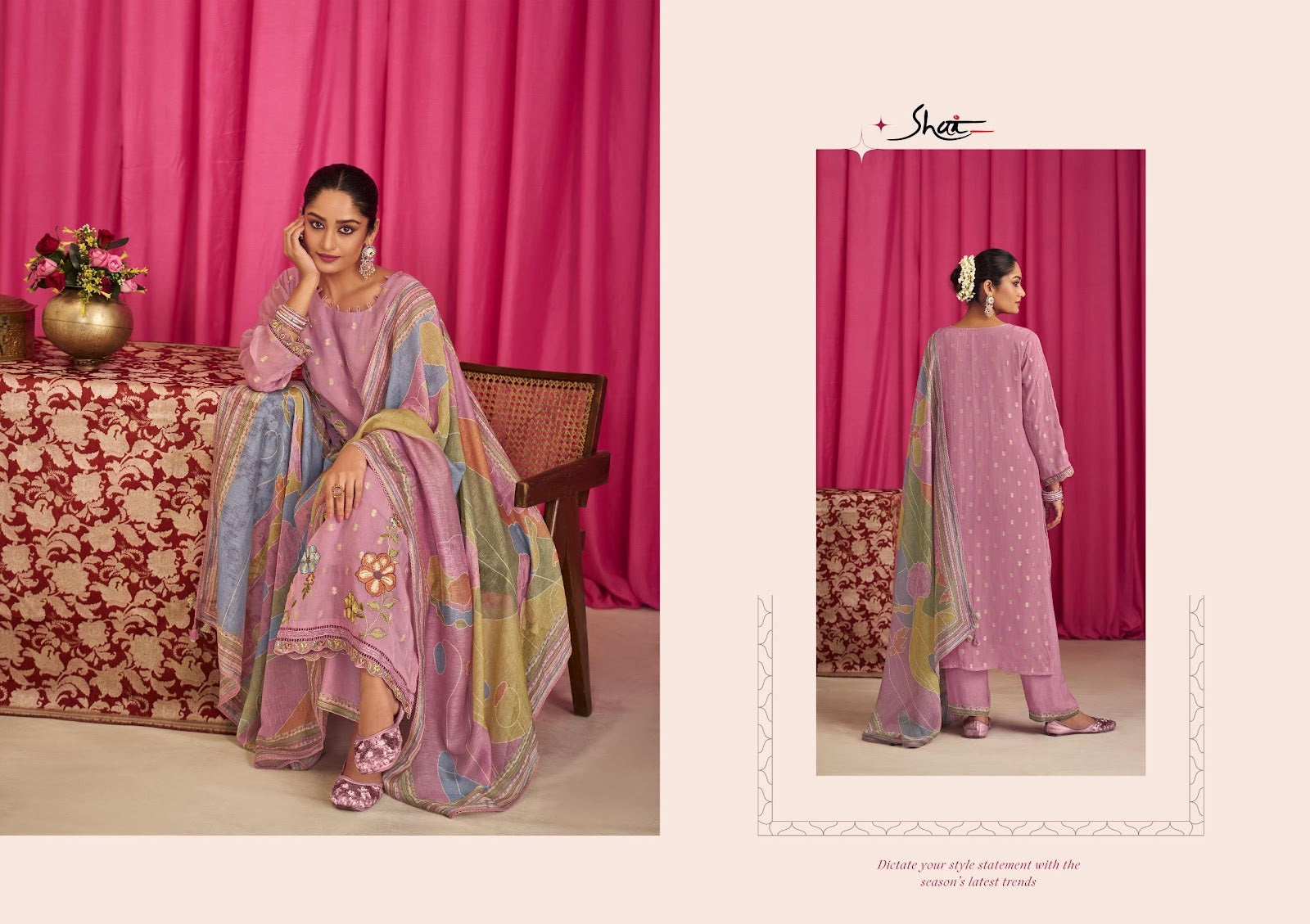 Gulkand Jay Vijay Shai Jacquard Pant Style Suits Manufacturer India
