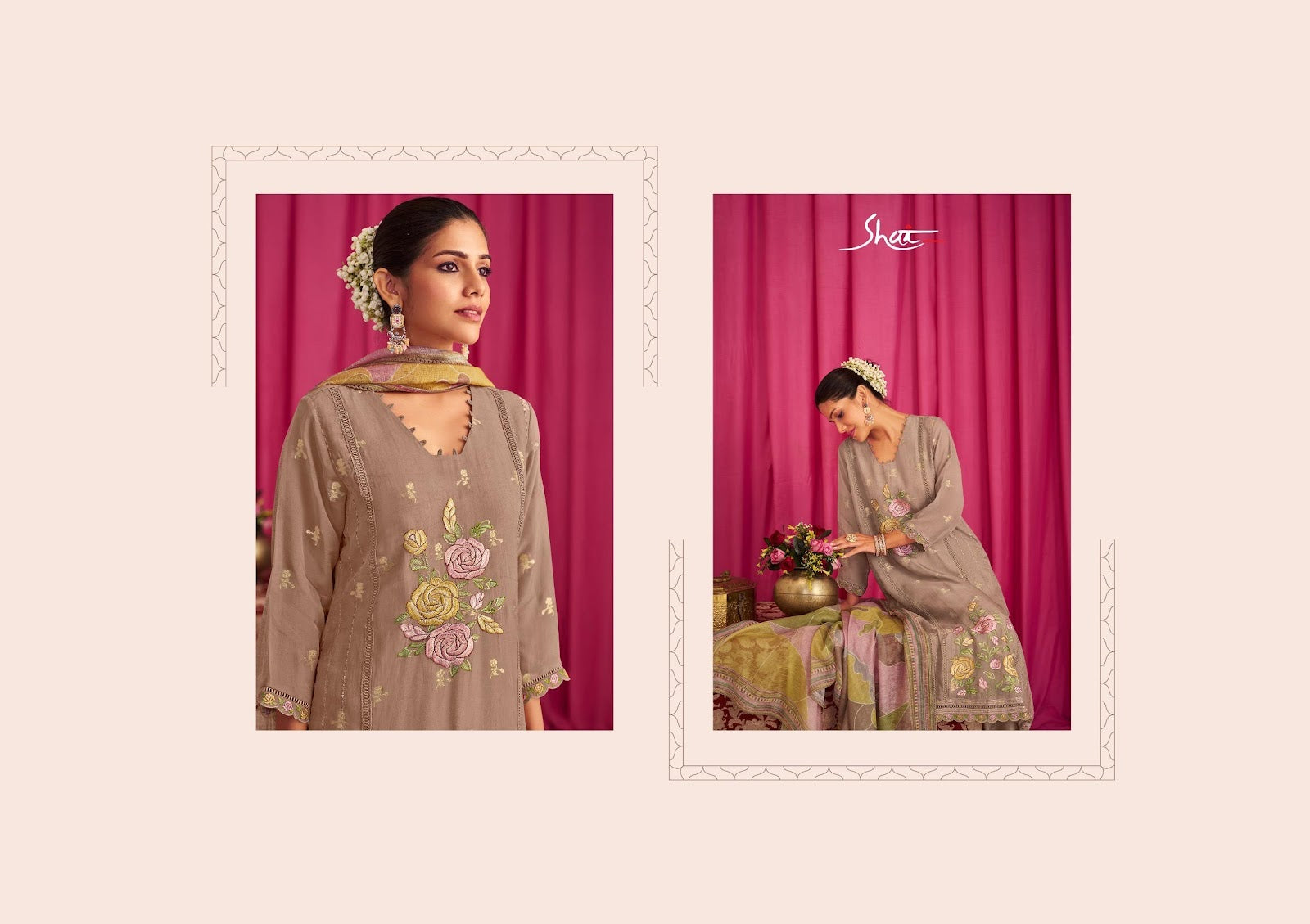 Gulkand Jay Vijay Shai Jacquard Pant Style Suits Manufacturer India