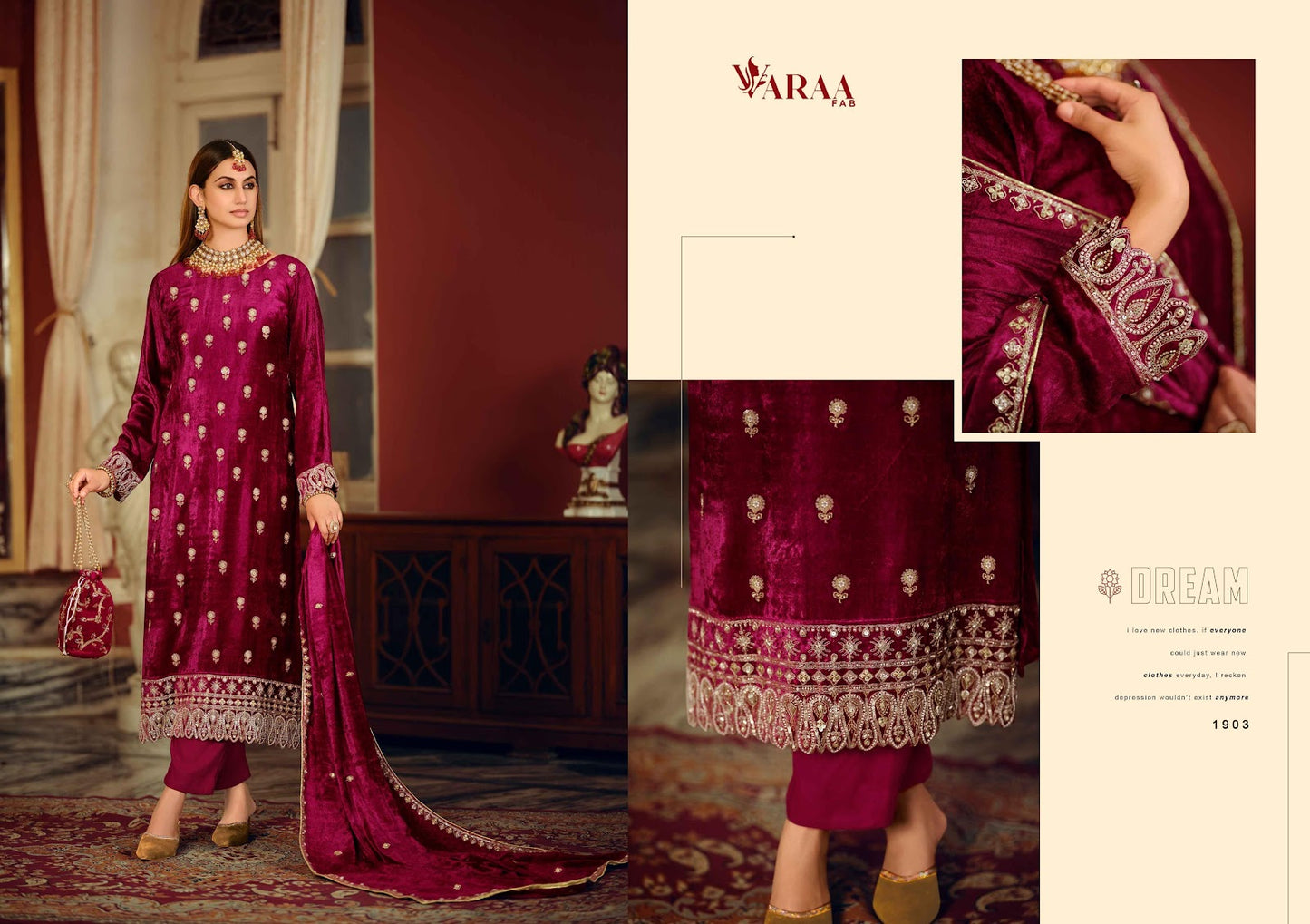 Gull Ahmed Vol 3 Varaa Fab Viscose Velvet Suits Exporter Ahmedabad