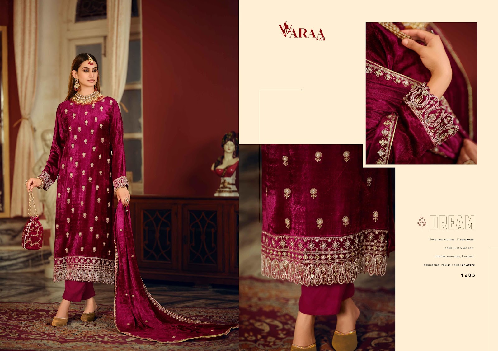 Gull Ahmed Vol 3 Varaa Fab Viscose Velvet Suits Exporter Ahmedabad