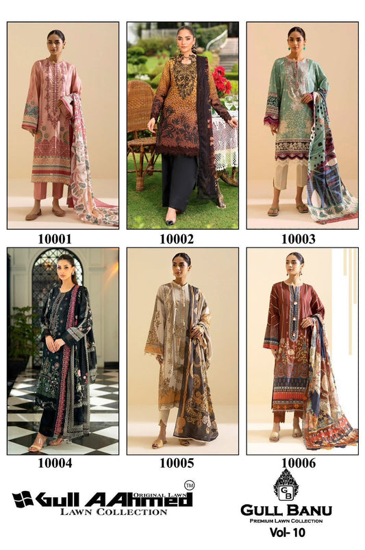 Gull Banu Vol 10 Premium Lawn Collection Gul Ahmed Pure Lawn Karachi Salwar Suits Wholesaler India