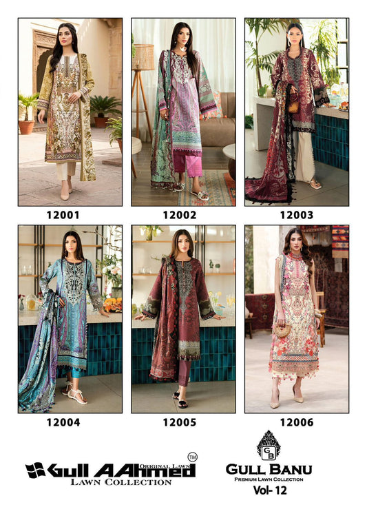 Gull Banu Vol 12 Gul Ahmed Lawn Karachi Salwar Suits Wholesale Price