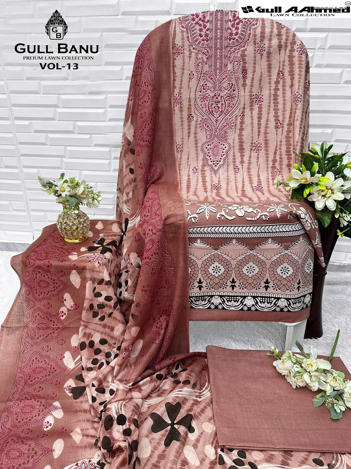 Gull Banu Vol 13 Gul Ahmed Karachi Salwar Suits Exporter India