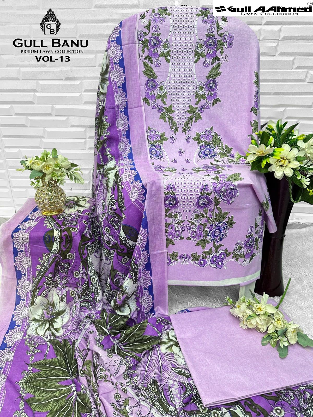 Gull Banu Vol 13 Gul Ahmed Karachi Salwar Suits Exporter India