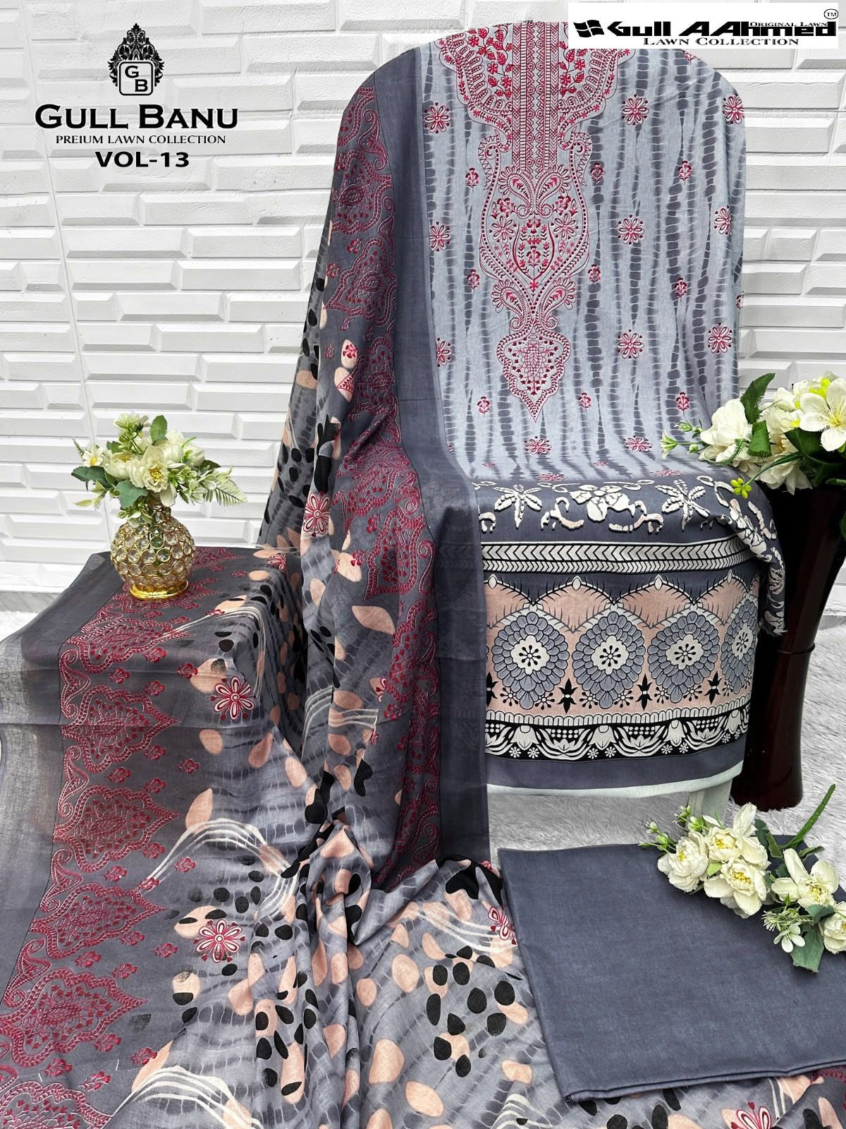 Gull Banu Vol 13 Gul Ahmed Karachi Salwar Suits Exporter India