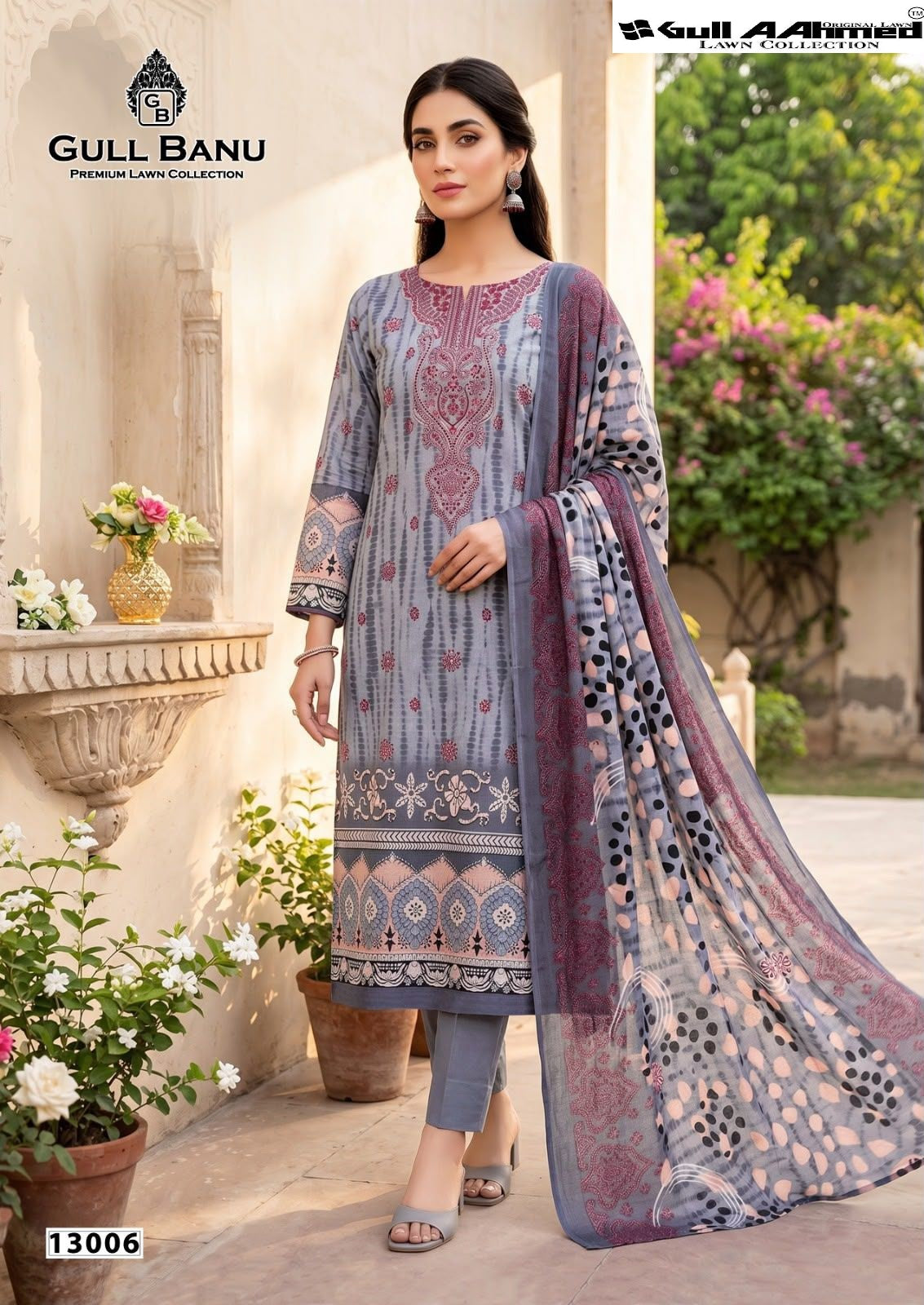 Gull Banu Vol 13 Gul Ahmed Karachi Salwar Suits Exporter India