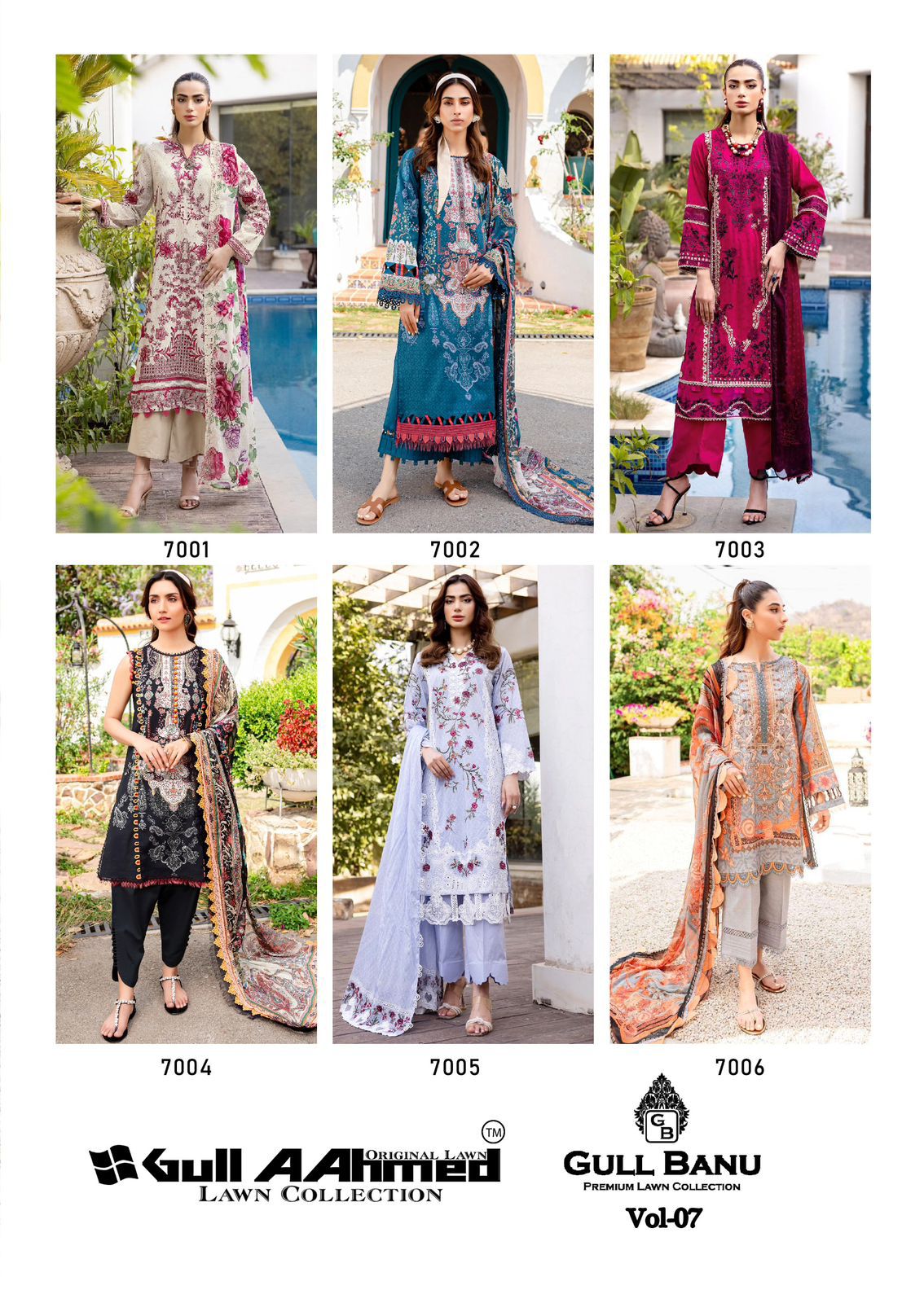 Gull Banu Vol 7 Premium Lawn Collection Gul Ahmed Karachi Salwar Suits Wholesaler