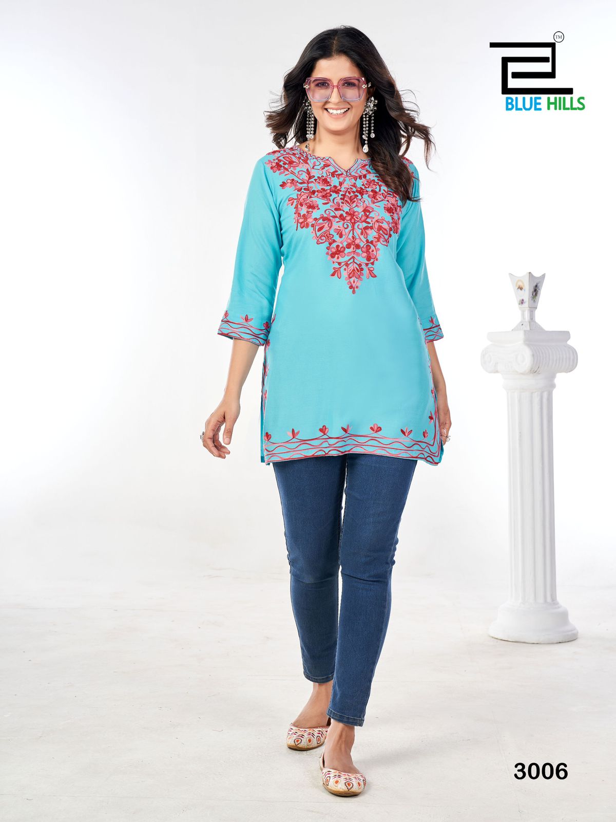 Gulmarg Vol 3 Blue Hills Rayon 14Kg Short Kurtis Exporter Ahmedabad