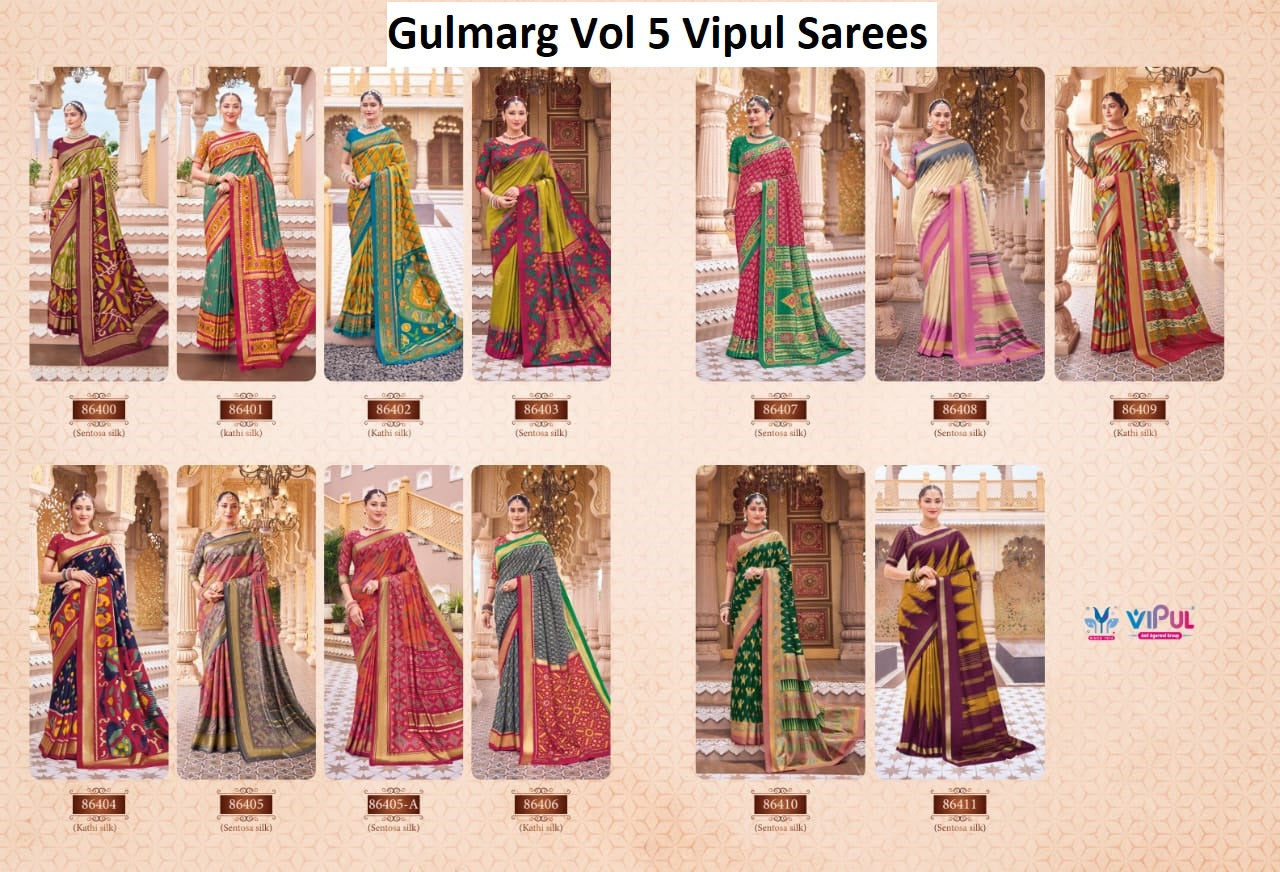 Gulmarg Vol 5 Vipul Silk Sarees Wholesale Rate