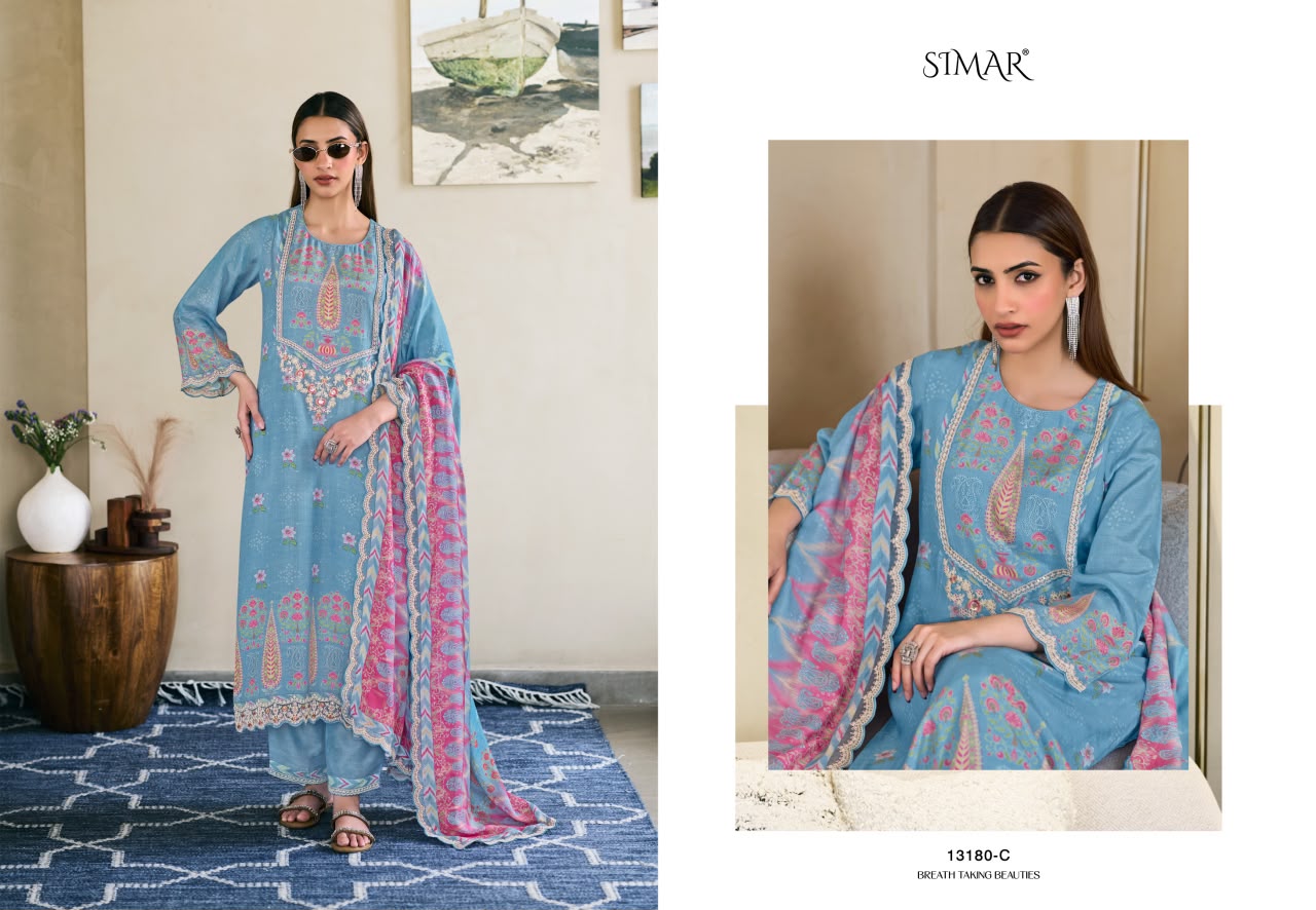 Gulmehr Muslin Simar Viscose Pant Style Suits Wholesale Rate