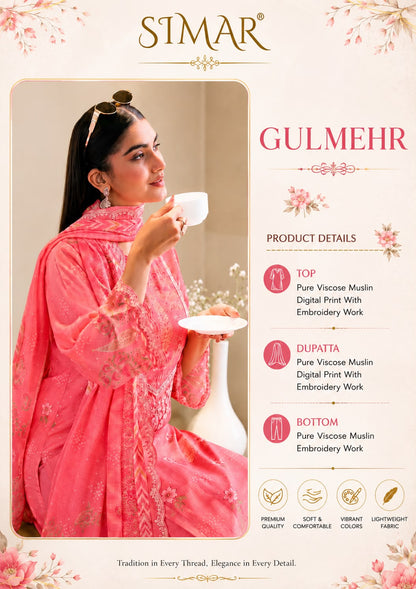 Gulmehr Muslin Simar Viscose Pant Style Suits Wholesale Rate