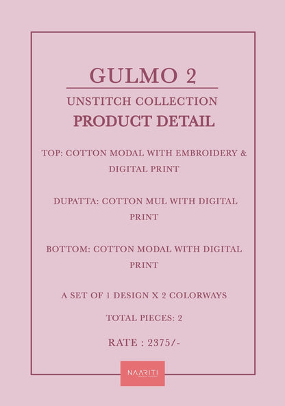 Gulmo 2 Naariti Cotton Plazzo Style Suits Manufacturer Gujarat