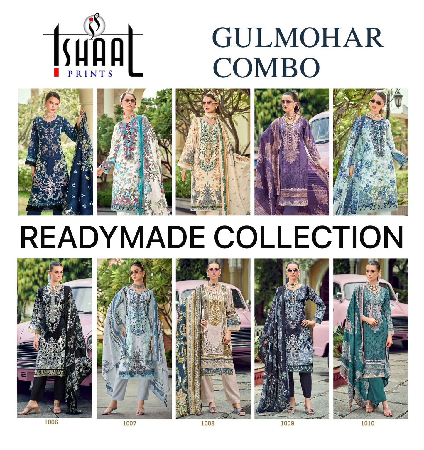 Gulmohar Combo Ishaal Prints Pure Lawn Karachi Readymade Suits Manufacturer