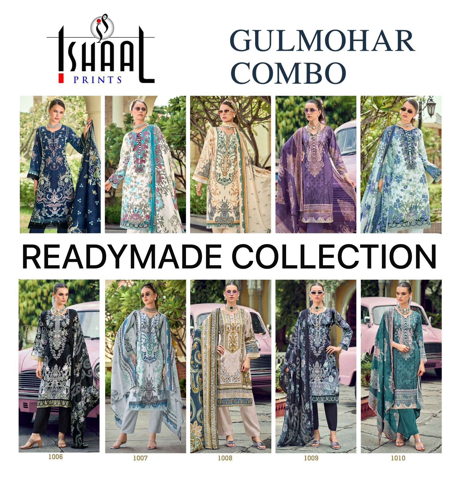 Gulmohar Combo Ishaal Prints Pure Lawn Karachi Readymade Suits Manufacturer