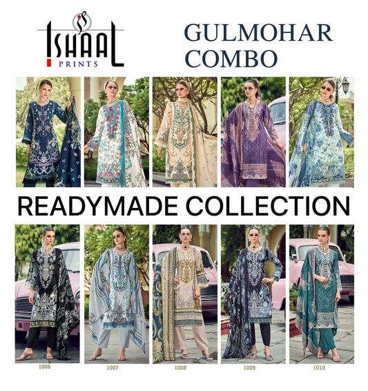 Gulmohar Combo Ishaal Prints Pure Lawn Karachi Readymade Suits Manufacturer