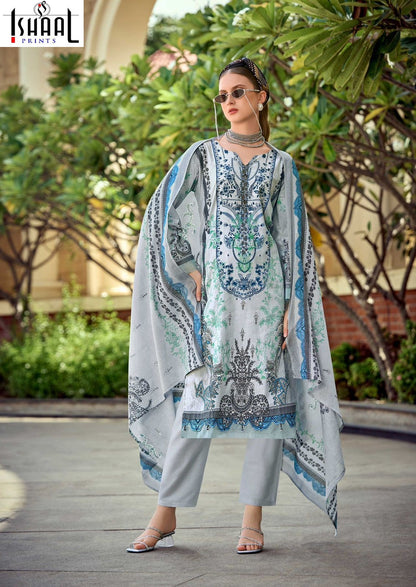Gulmohar Combo Ishaal Prints Pure Lawn Karachi Readymade Suits Manufacturer