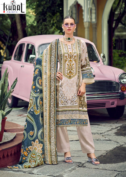 Gulmohar Combo Ishaal Prints Pure Lawn Karachi Readymade Suits Manufacturer