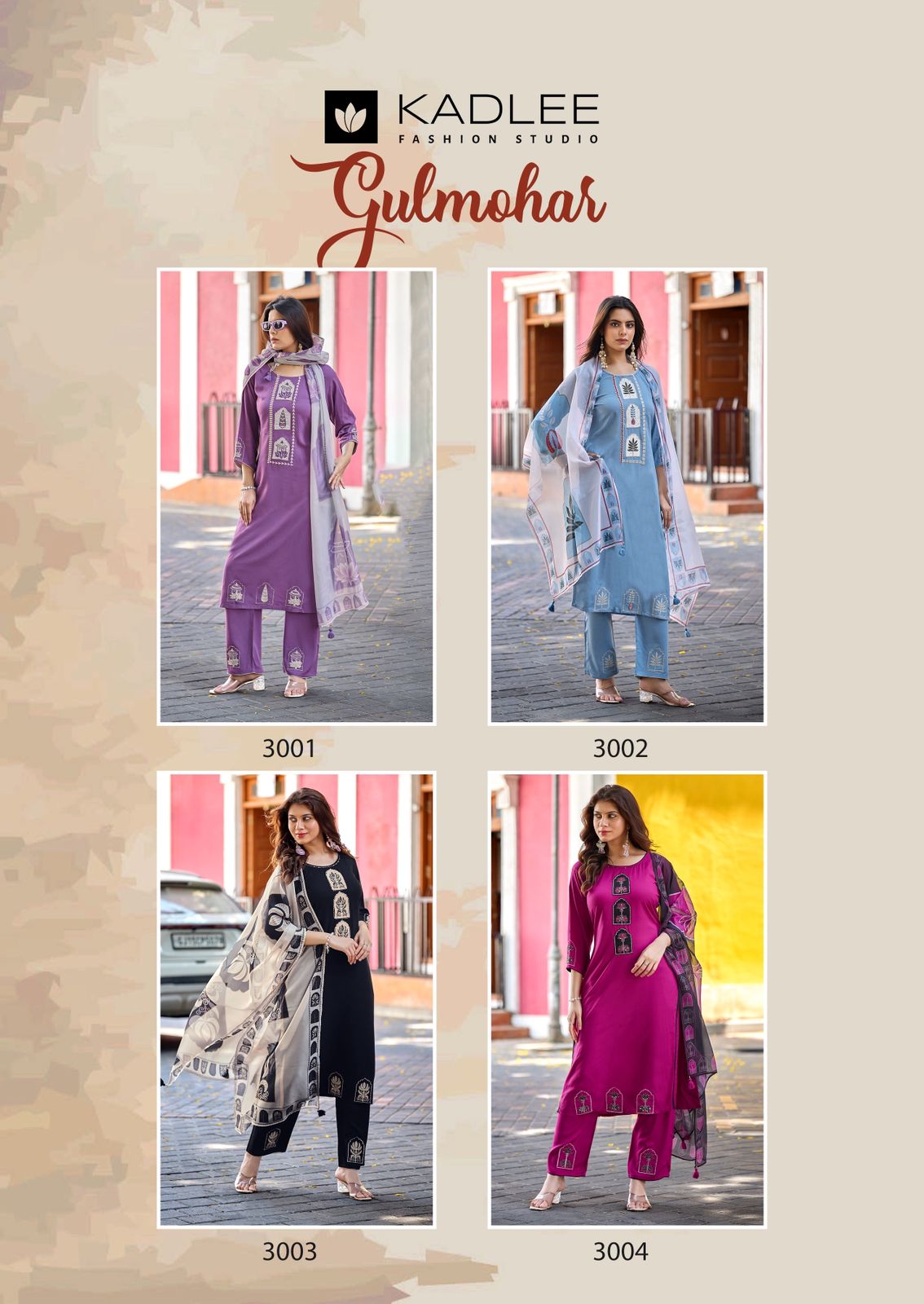 Gulmohar Kadlee Rayon Readymade Pant Style Suits Supplier Ahmedabad