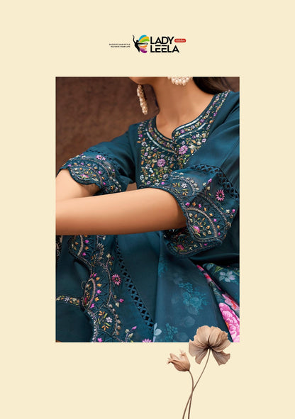 Gulmohar Ladyleela Viscose Silk Readymade Pant Style Suits Exporter