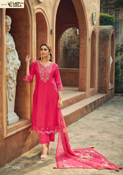 Gulmohar Ladyleela Viscose Silk Readymade Pant Style Suits Exporter