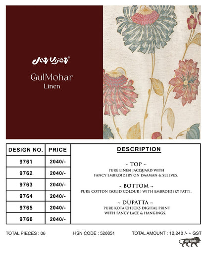 Gulmohar Linen Jay Vijay Jacquard Pant Style Suits Wholesaler India