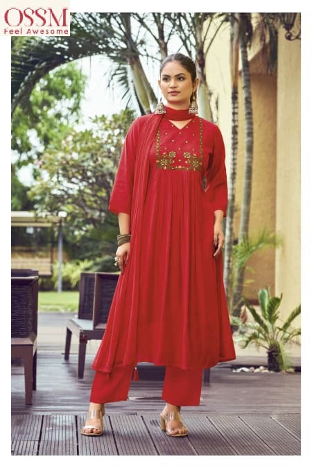 Gulmohar Ossm Chanderi Readymade Anarkali Suits Exporter Ahmedabad