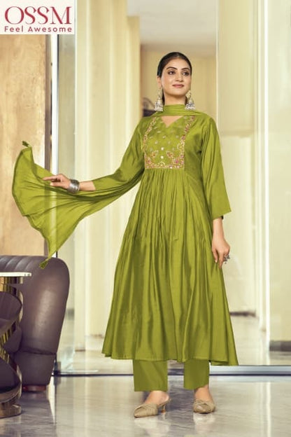 Gulmohar Ossm Chanderi Readymade Anarkali Suits Exporter Ahmedabad