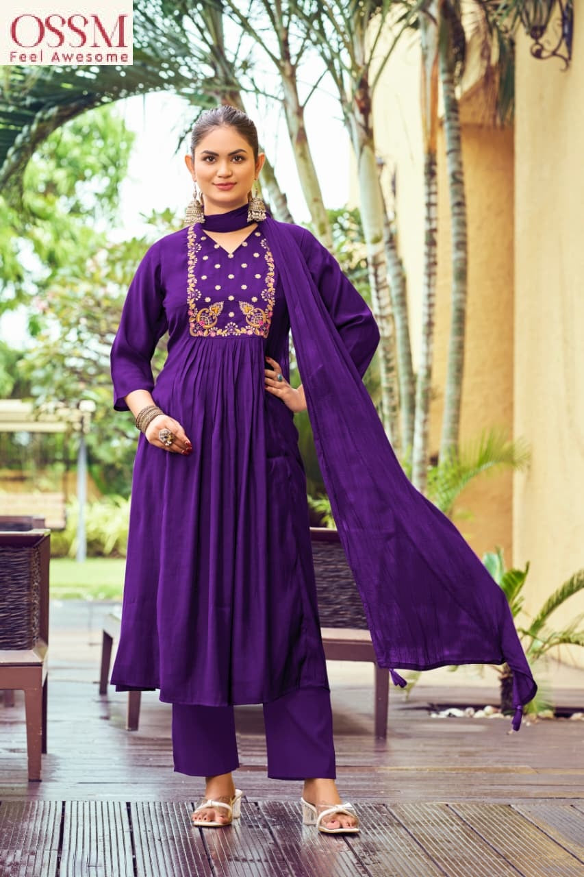 Gulmohar Ossm Chanderi Readymade Anarkali Suits Exporter Ahmedabad