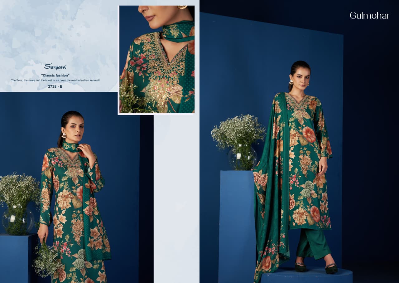 Gulmohar Sargam Prints Pashmina Suits Exporter Gujarat