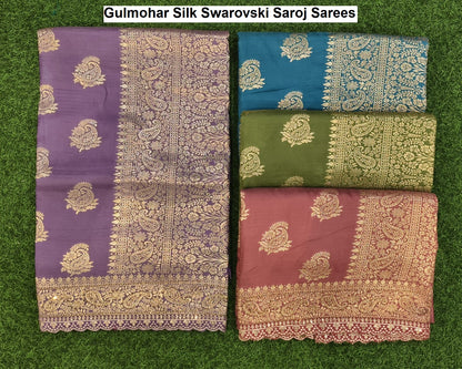Gulmohar Silk Swarovski Saroj Sarees Manufacturer