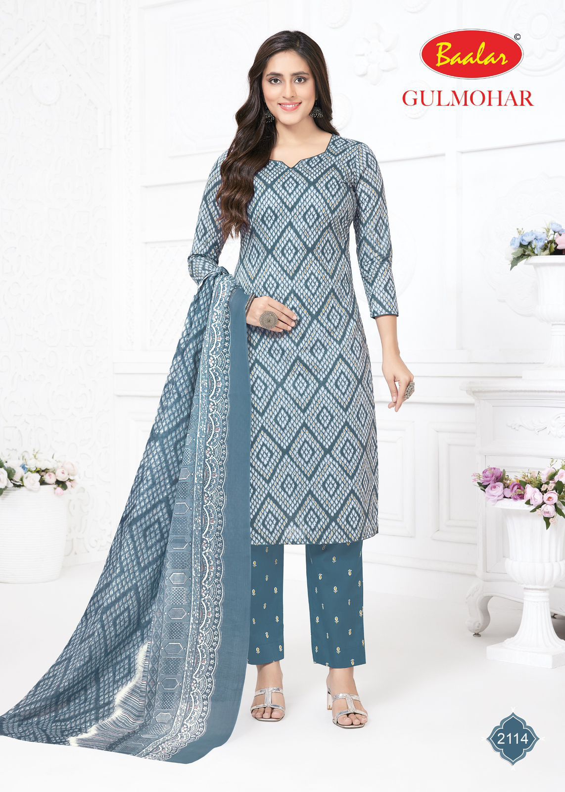 Gulmohar Vol 1 Baalar Lawn Cotton Pant Style Suits Supplier Gujarat