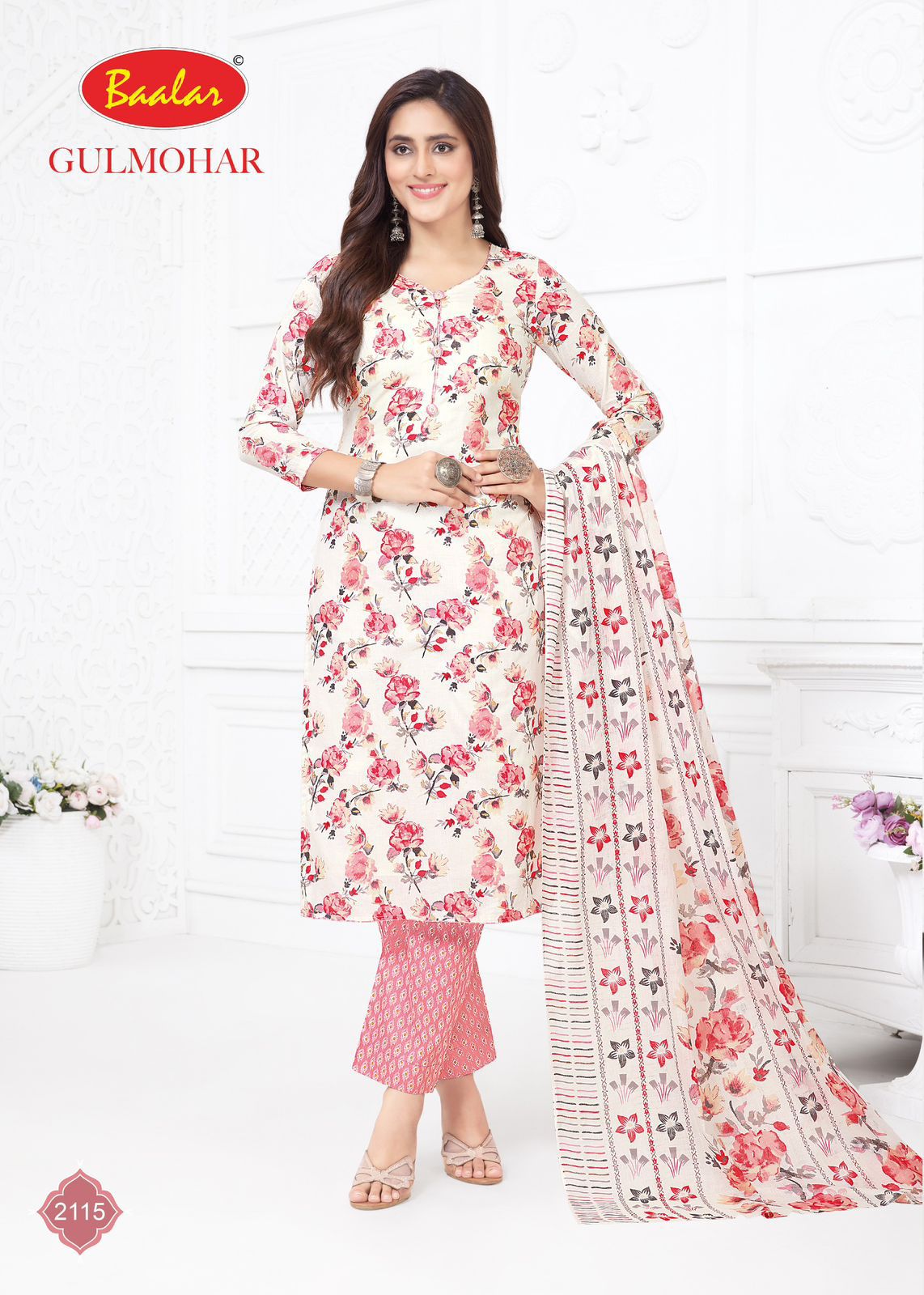 Gulmohar Vol 1 Baalar Lawn Cotton Pant Style Suits Supplier Gujarat