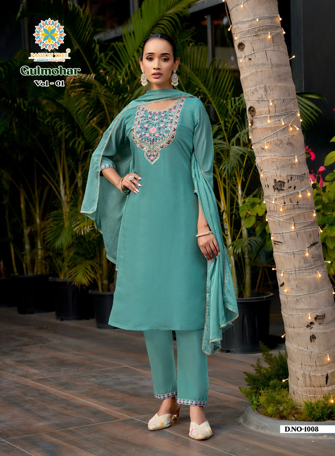 Gulmohar Vol 1 Passion Tree Chanderi Readymade Pant Style Suits Supplier Gujarat