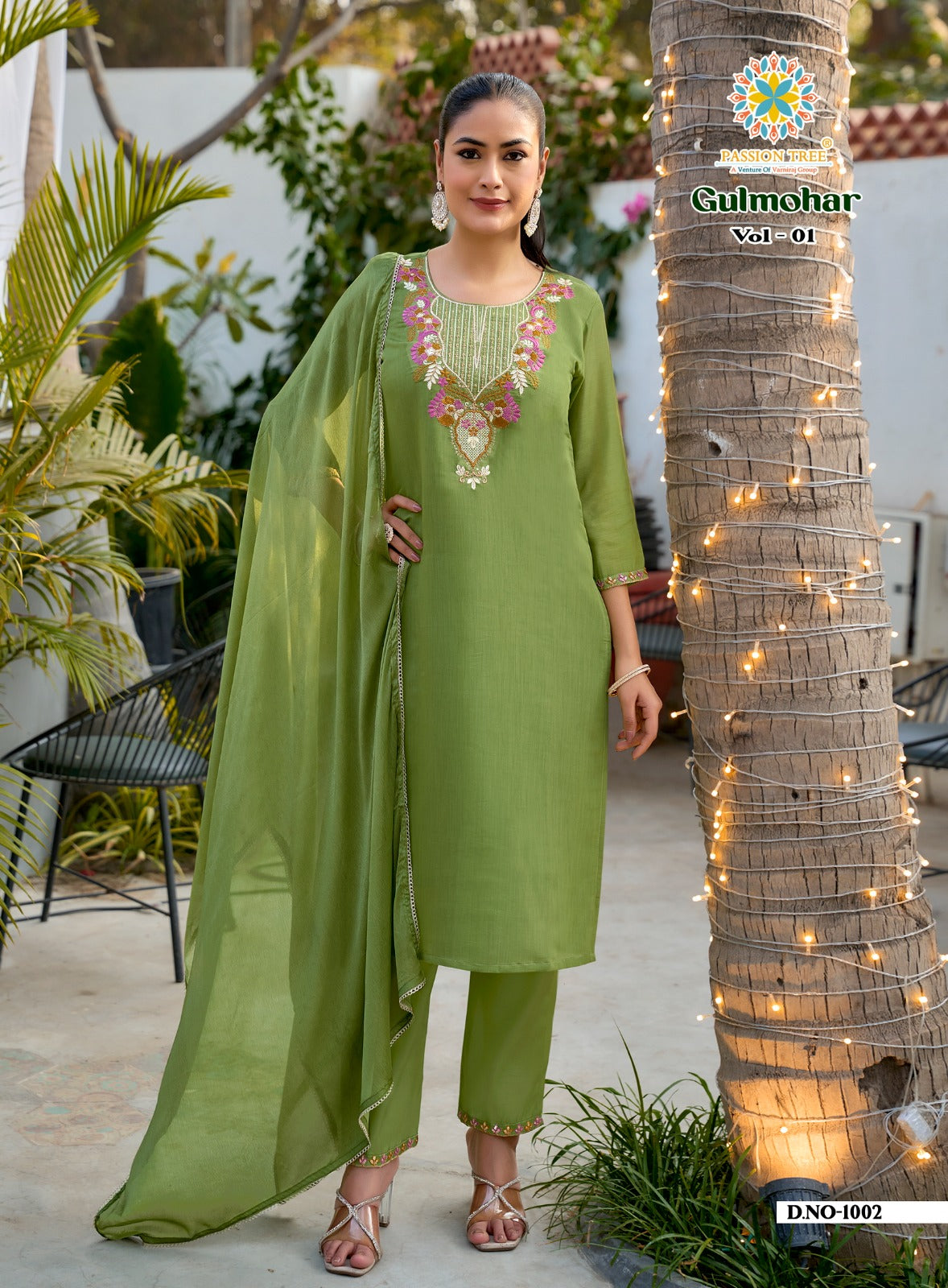 Gulmohar Vol 1 Passion Tree Chanderi Readymade Pant Style Suits Supplier Gujarat