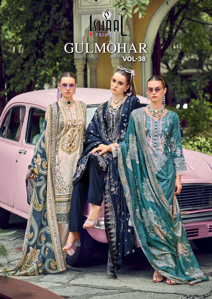 Gulmohar Vol 38 Ishaal Prints Pure Lawn Karachi Salwar Suits Wholesale Price
