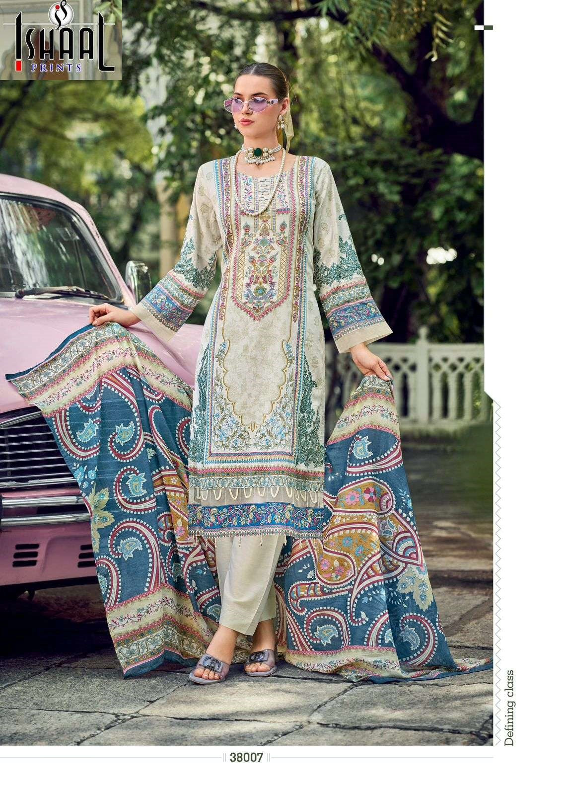 Gulmohar Vol 38 Ishaal Prints Pure Lawn Karachi Salwar Suits Wholesale Price