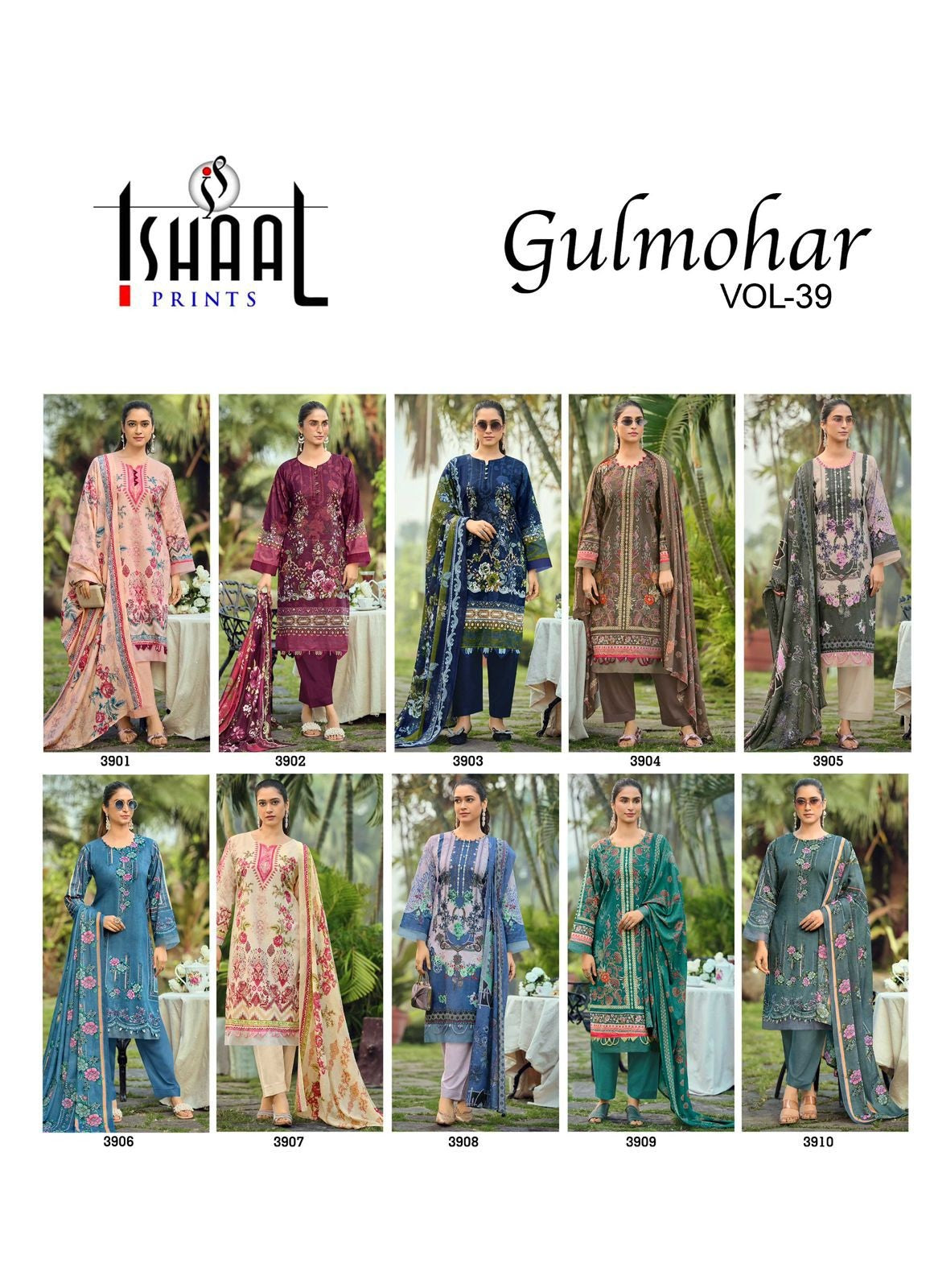 Gulmohar Vol 39 Ishaal Prints Pure Lawn Karachi Salwar Suits Wholesaler India