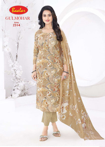 Gulmohar Vol 3 Baalar Lawn Cotton Karachi Salwar Suits Manufacturer India