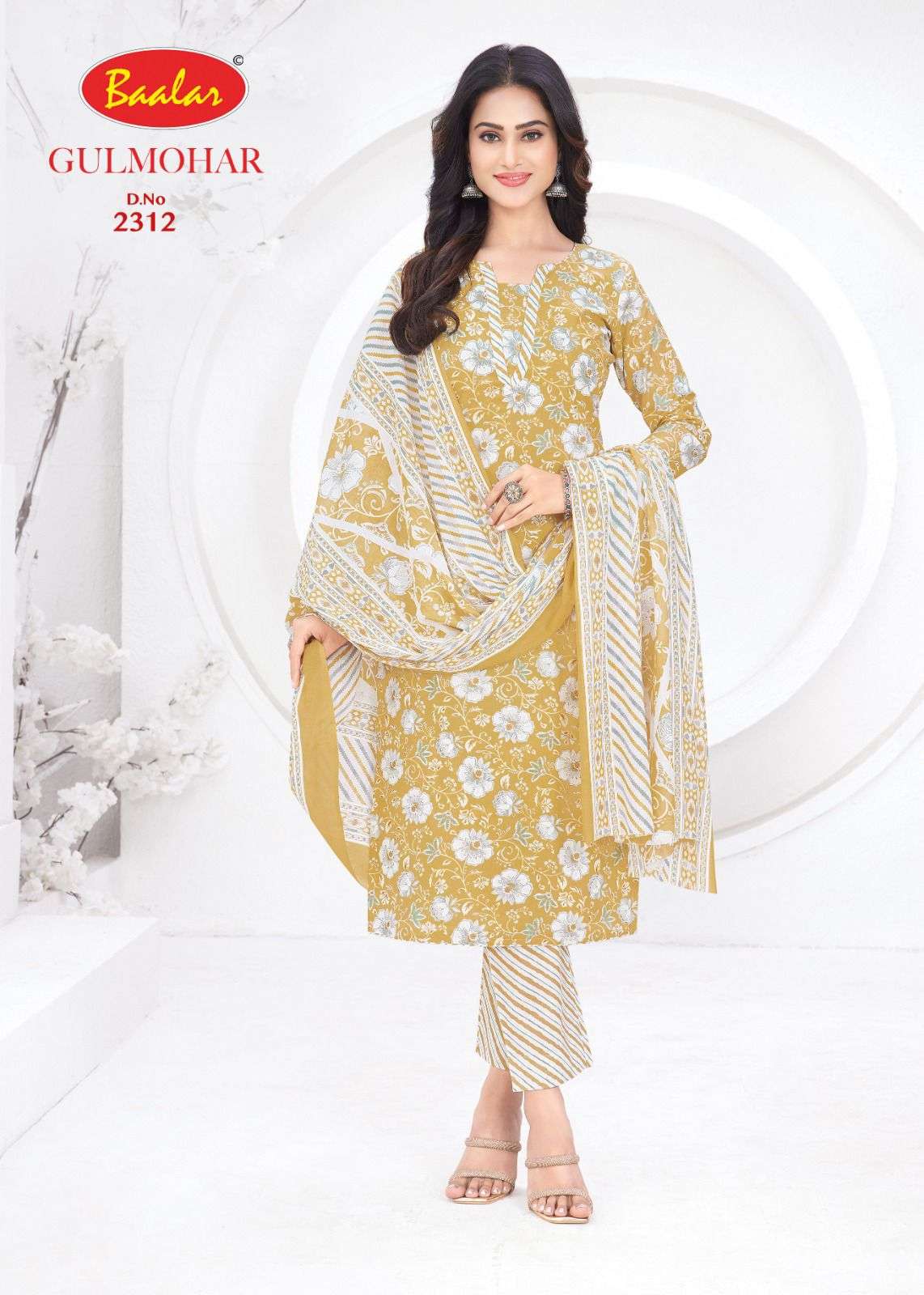 Gulmohar Vol 3 Baalar Lawn Cotton Karachi Salwar Suits Manufacturer India